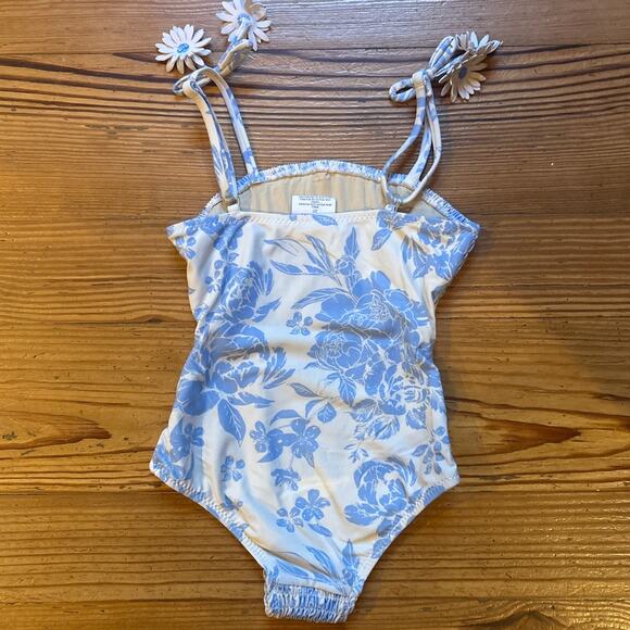 Shade Critters white blue toile daisy strap one piece swimsuit SIZE 2T - Picture 5 of 5